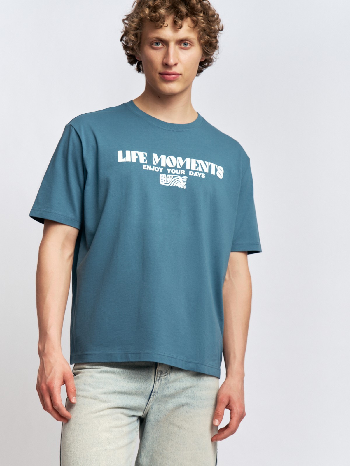 Футболка из хлопка с принтом-надписью