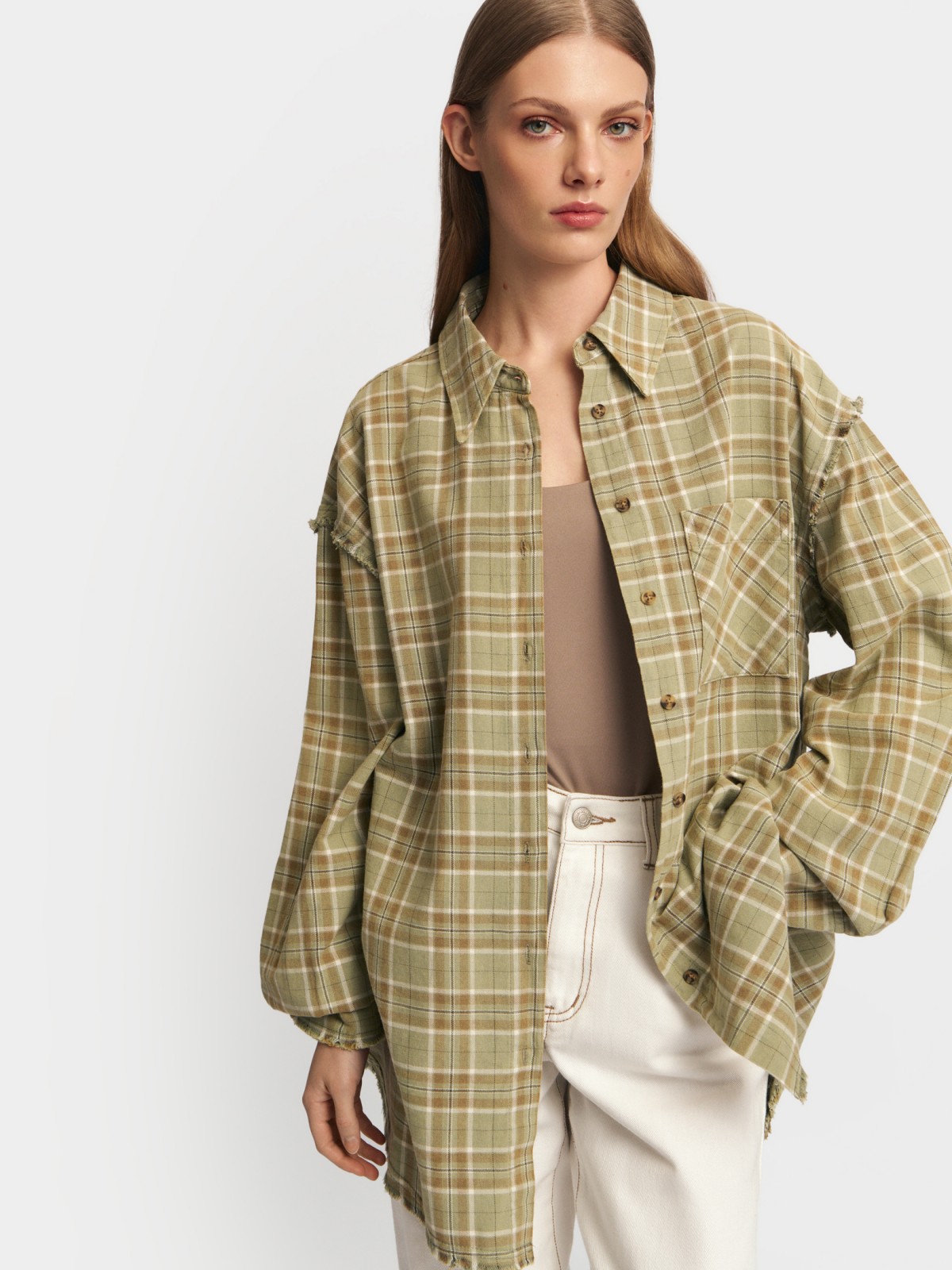 Верхняя рубашка оверсайз из фланели в клетку