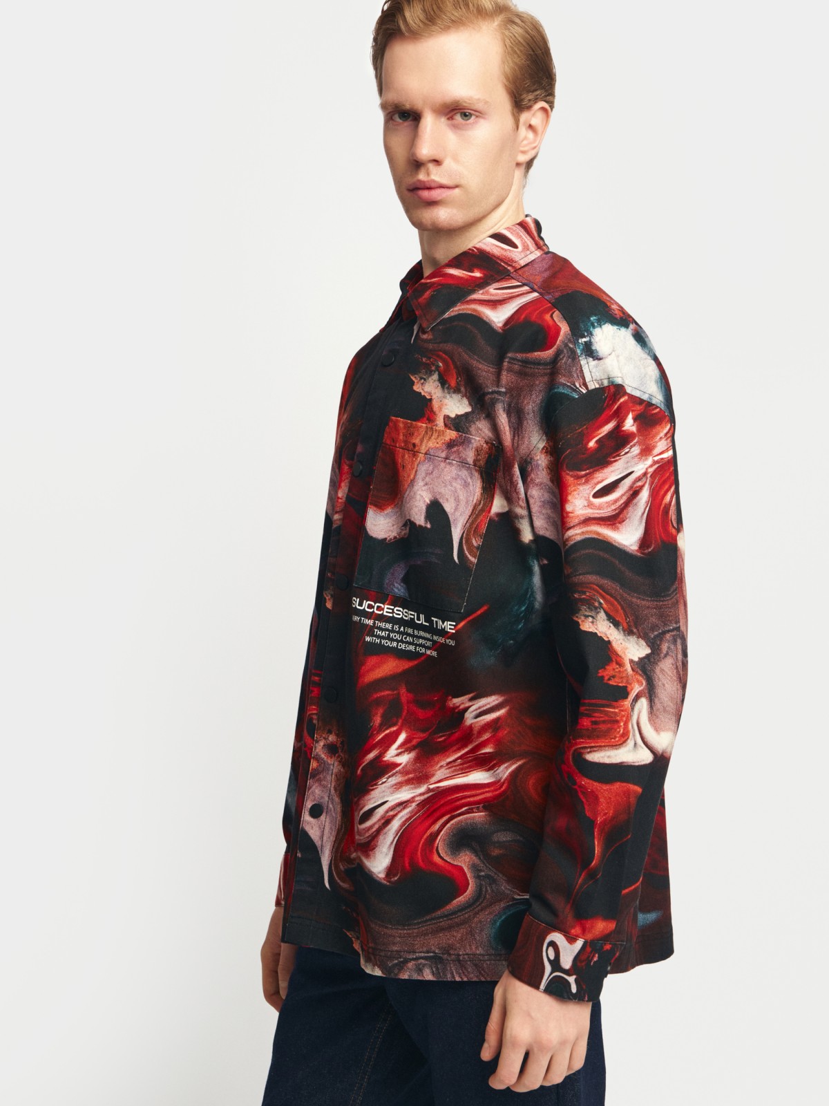 Куртка-рубашка из хлопка с принтом