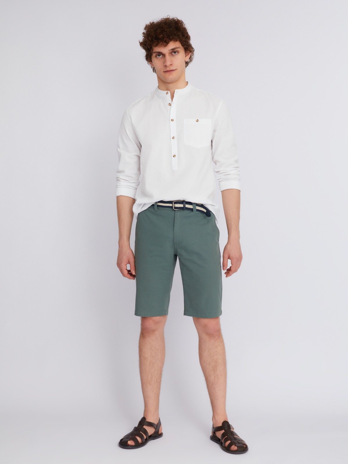 Удлинённые шорты из хлопка с ремнём