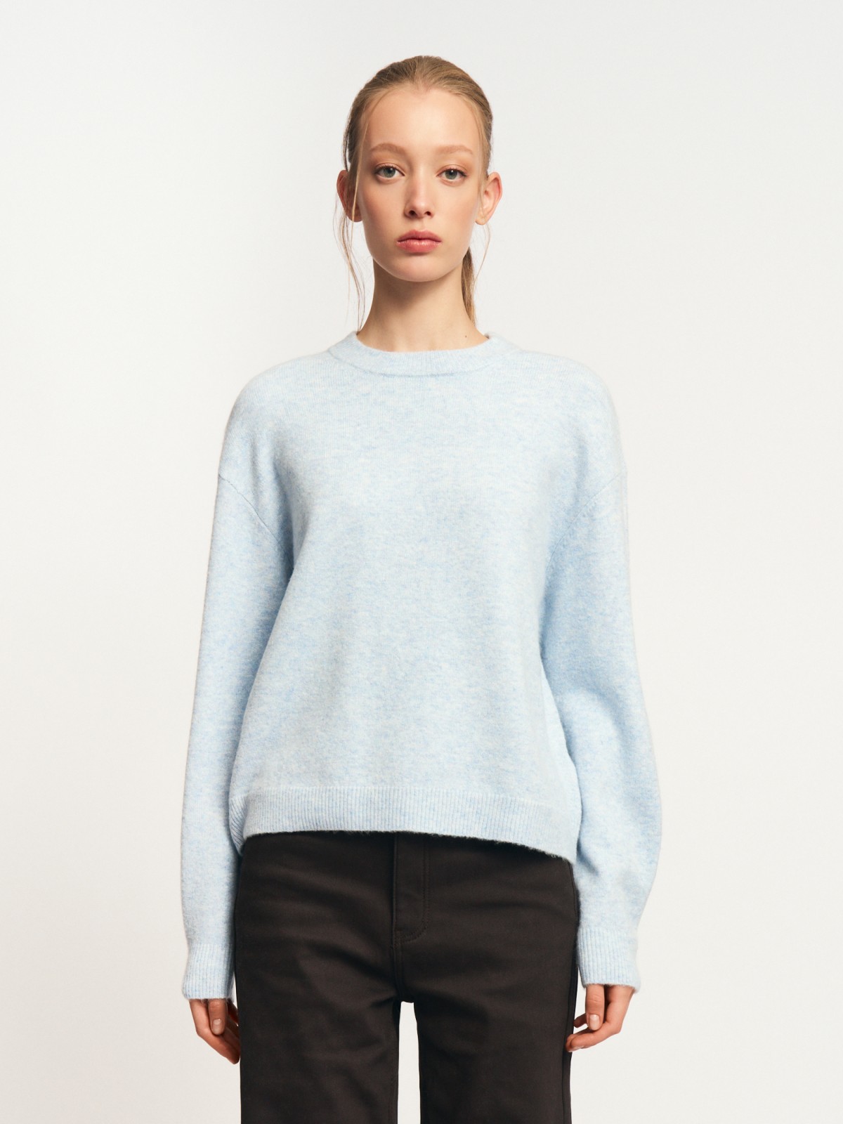 Тёплый вязаный джемпер с длинным рукавом