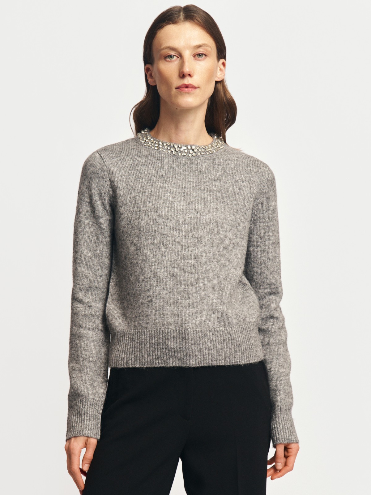 Вязаный джемпер с шерстью и стразами