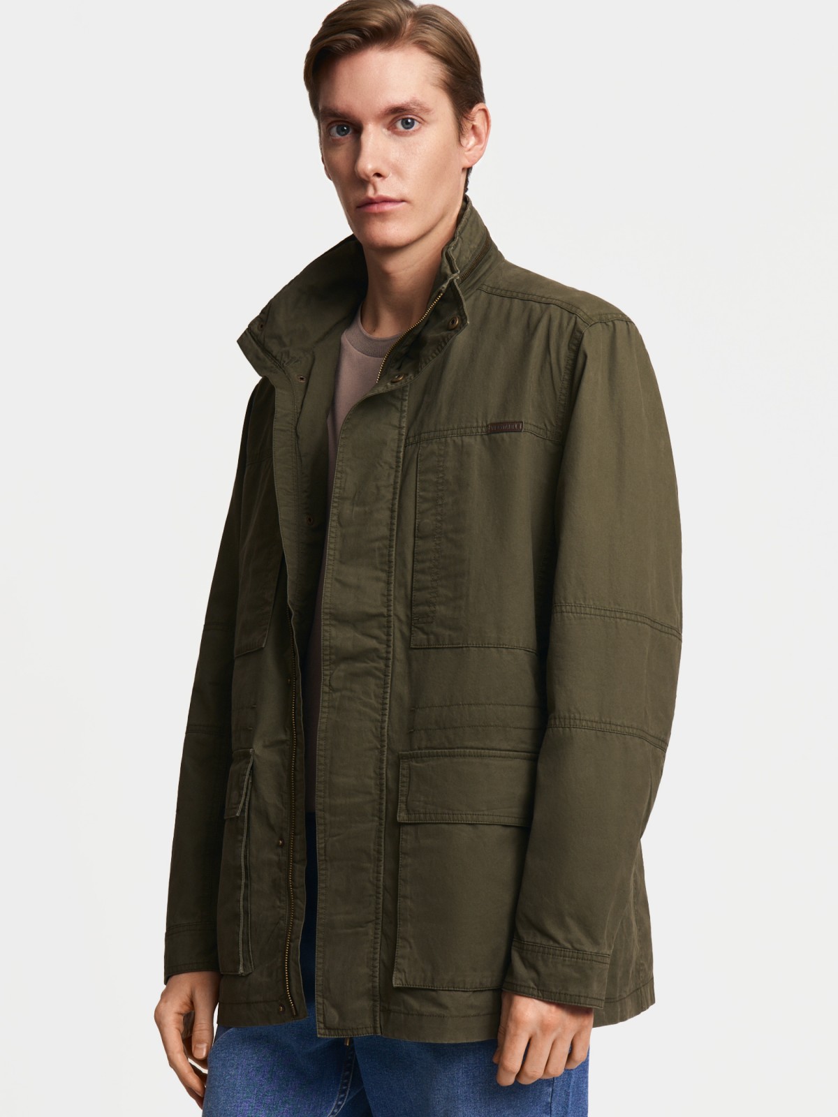 Куртка-ветровка из хлопка с воротником-стойкой