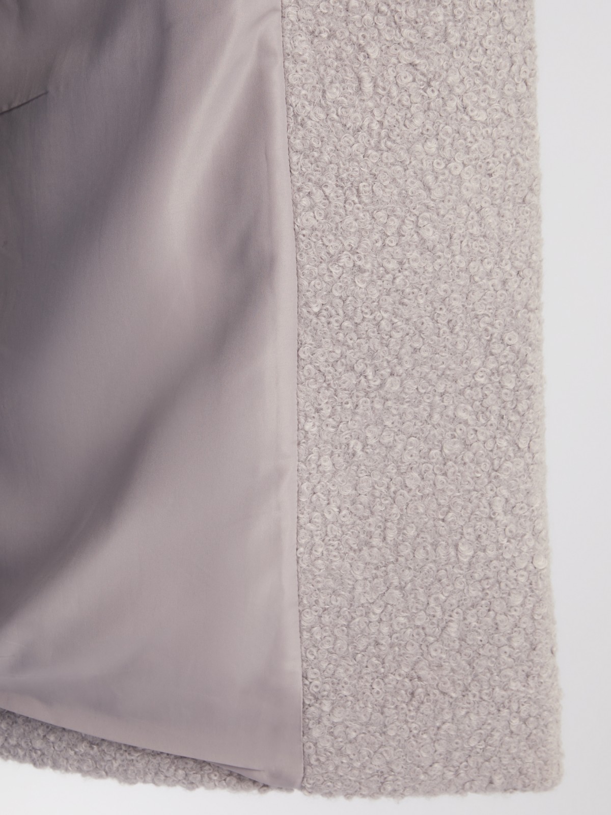 Длинное пальто оверсайз силуэта из ткани букле без утеплителя на пуговицах zolla 023335807034, цвет светло-серый, размер XS - фото 5