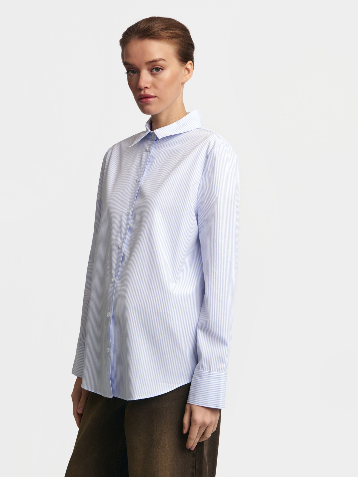 Рубашка прямого силуэта в полоску