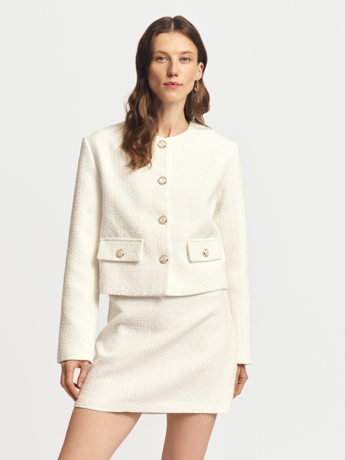 Твидовый жакет на пуговицах