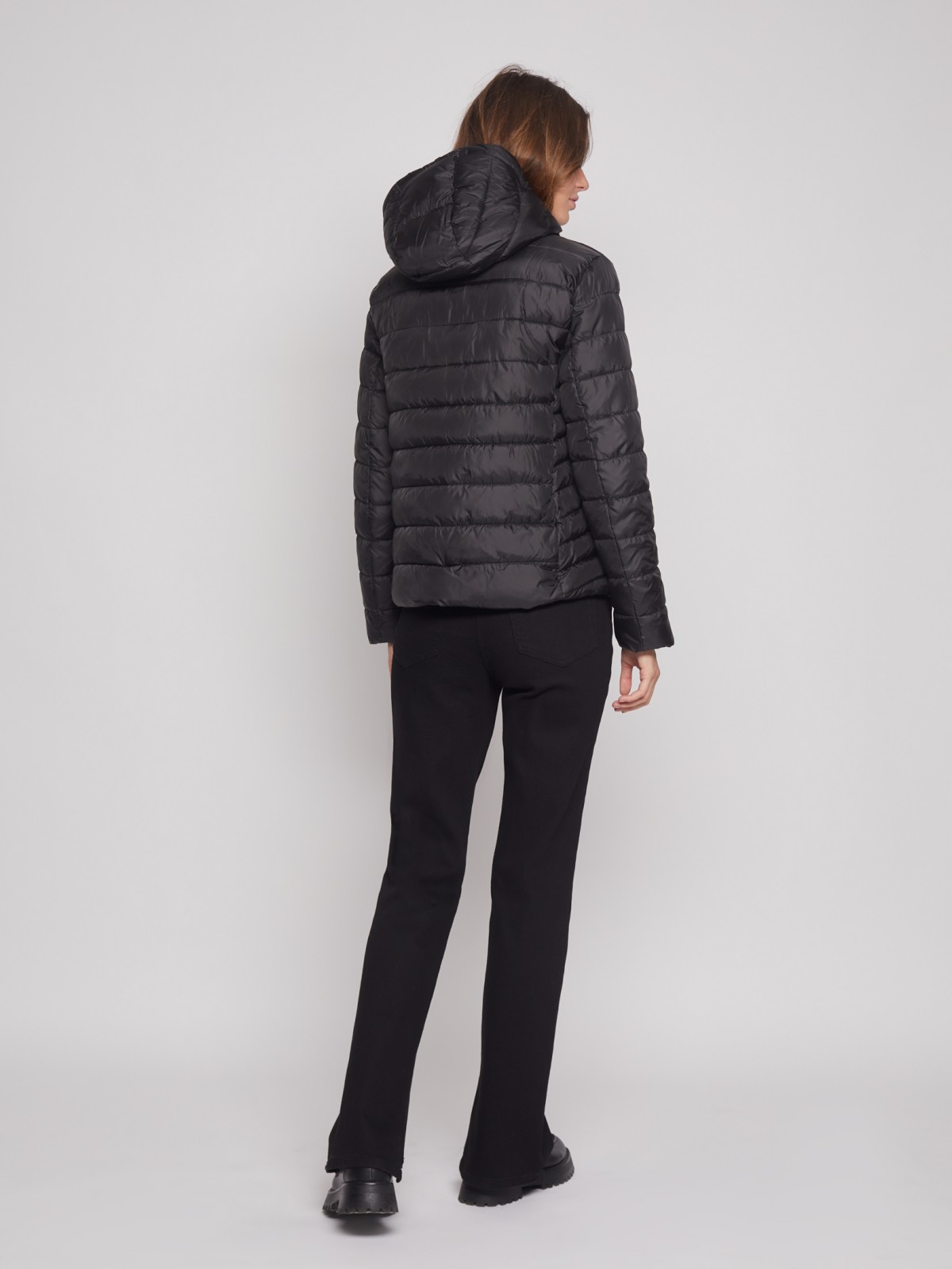 Утеплённая стёганая куртка с капюшоном zolla 022335112044, цвет черный, размер S - фото 6