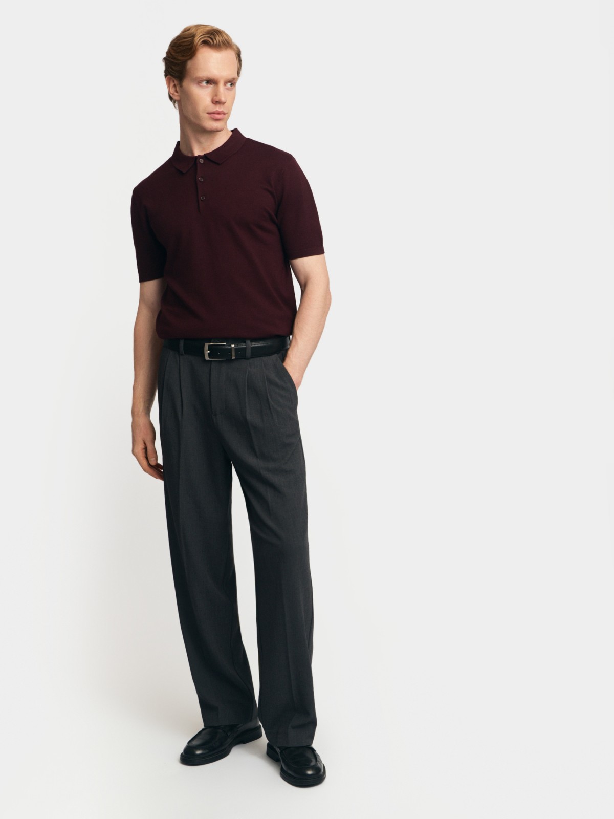 Трикотажный джемпер поло с коротким рукавом