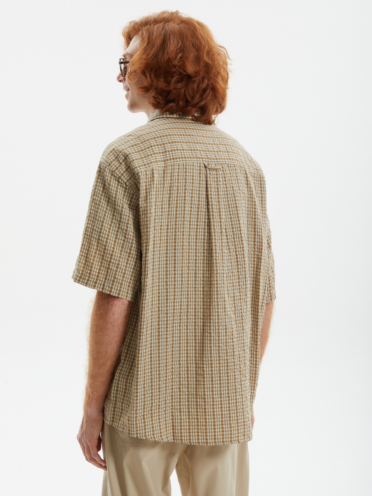 Рубашка с коротким рукавом и узором в клетку