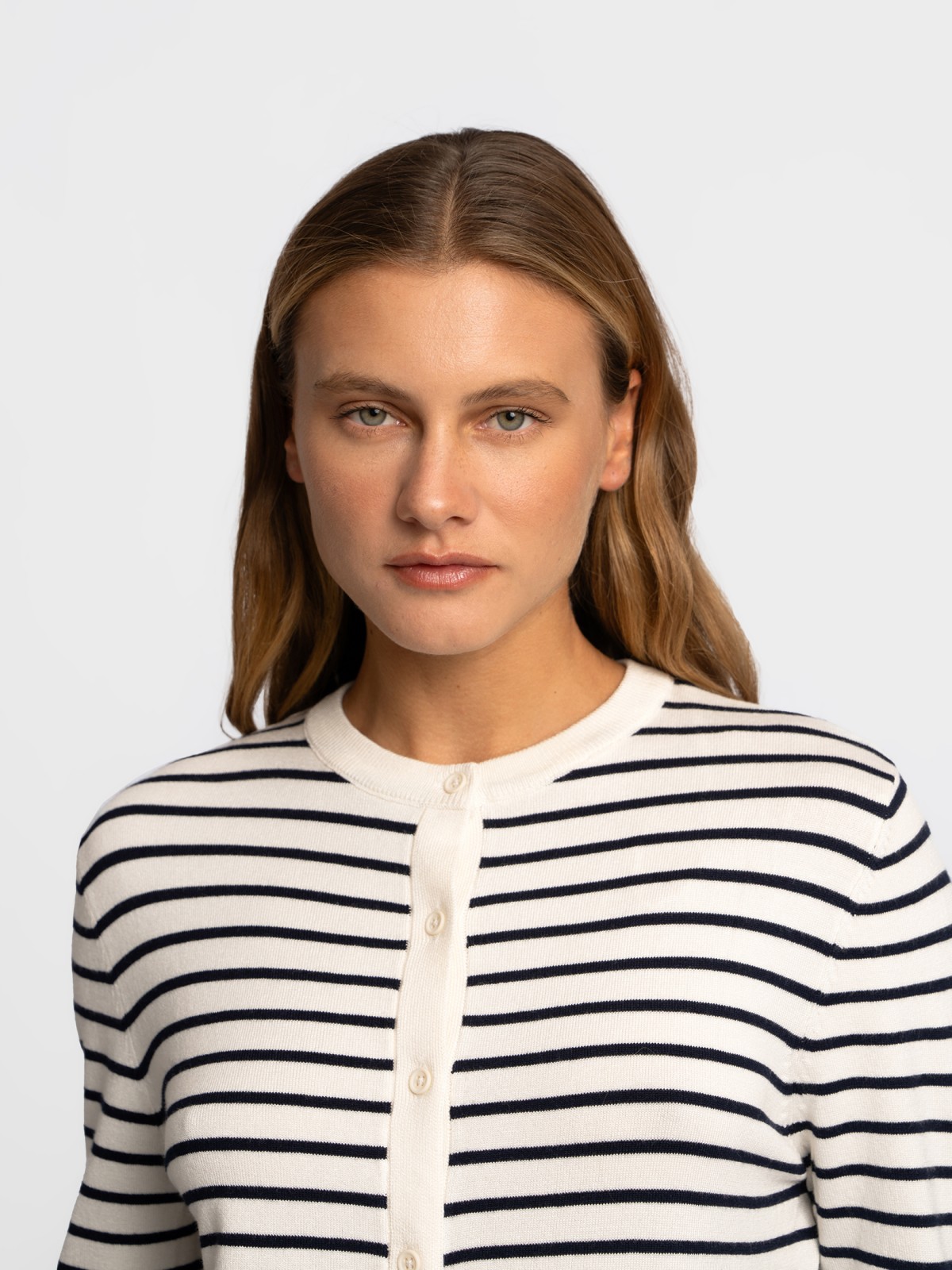 Кардиган-жакет в полоску на пуговицах