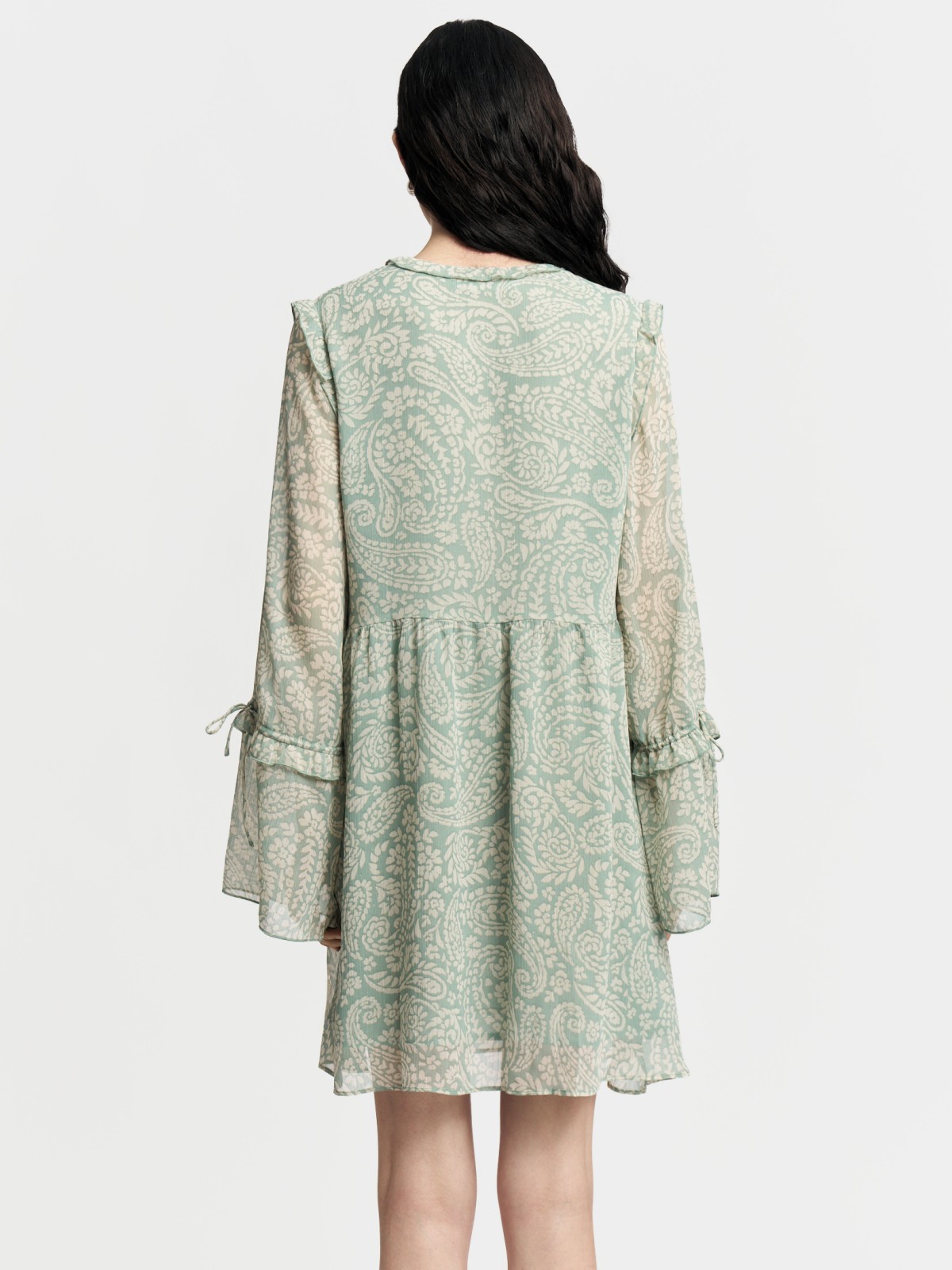 Шифоновое платье мини с оборками