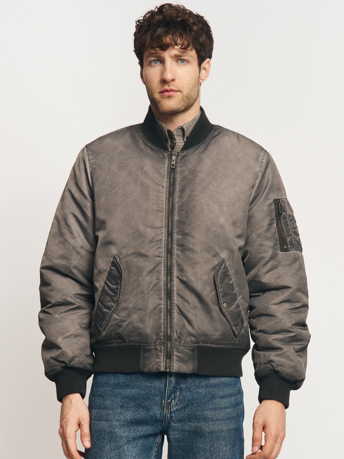 Тёплая куртка-бомбер на синтепоне