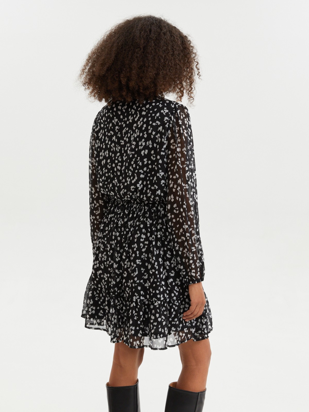 Шифоновое платье на резинке с принтом