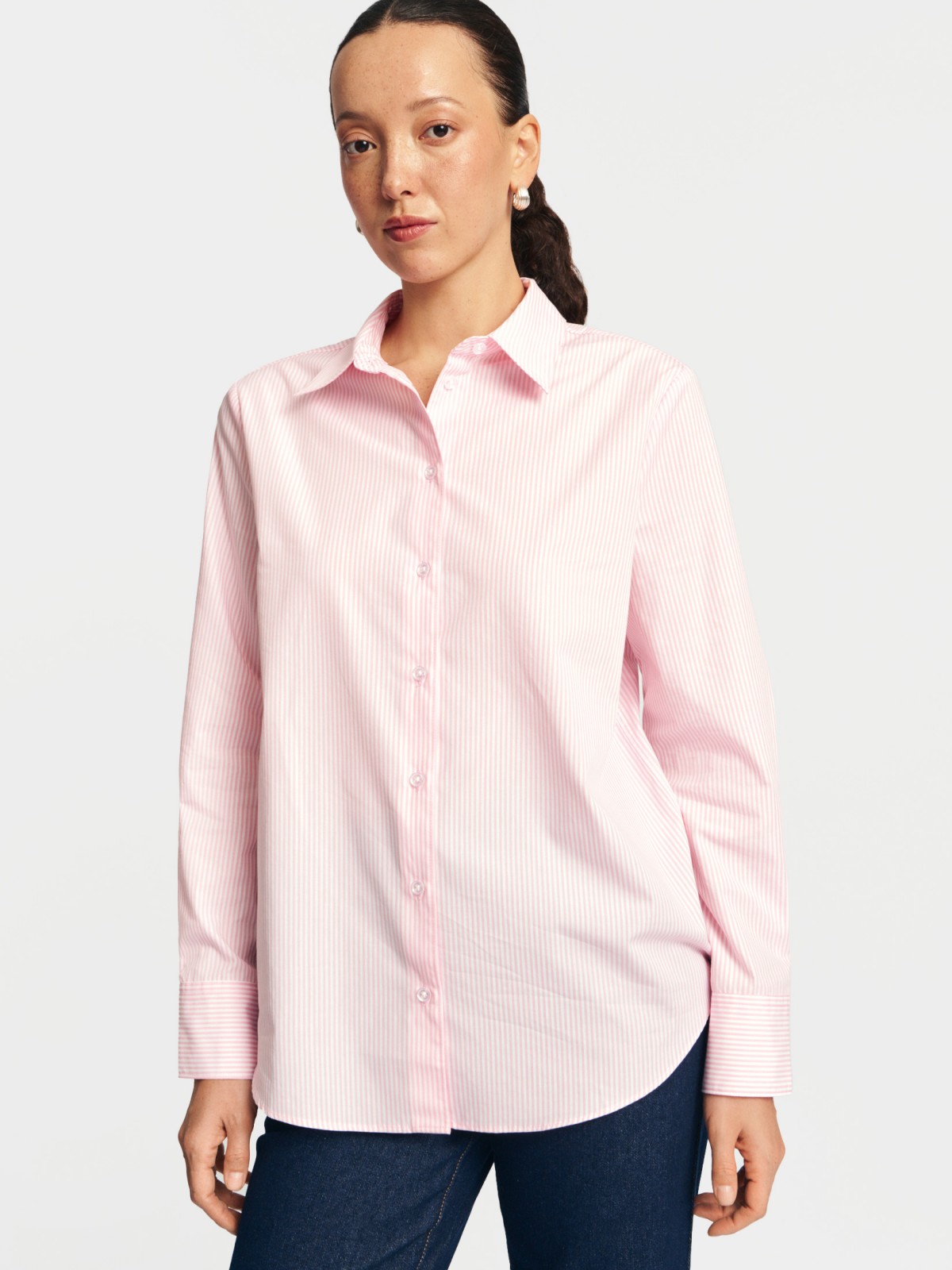Рубашка прямого силуэта в полоску
