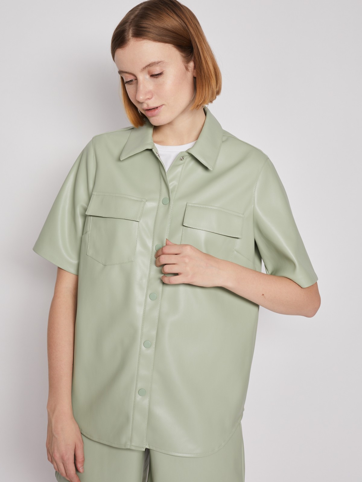 Рубашка из экокожи 022135453091, цвет Мятный, артикул 022135453091 ...