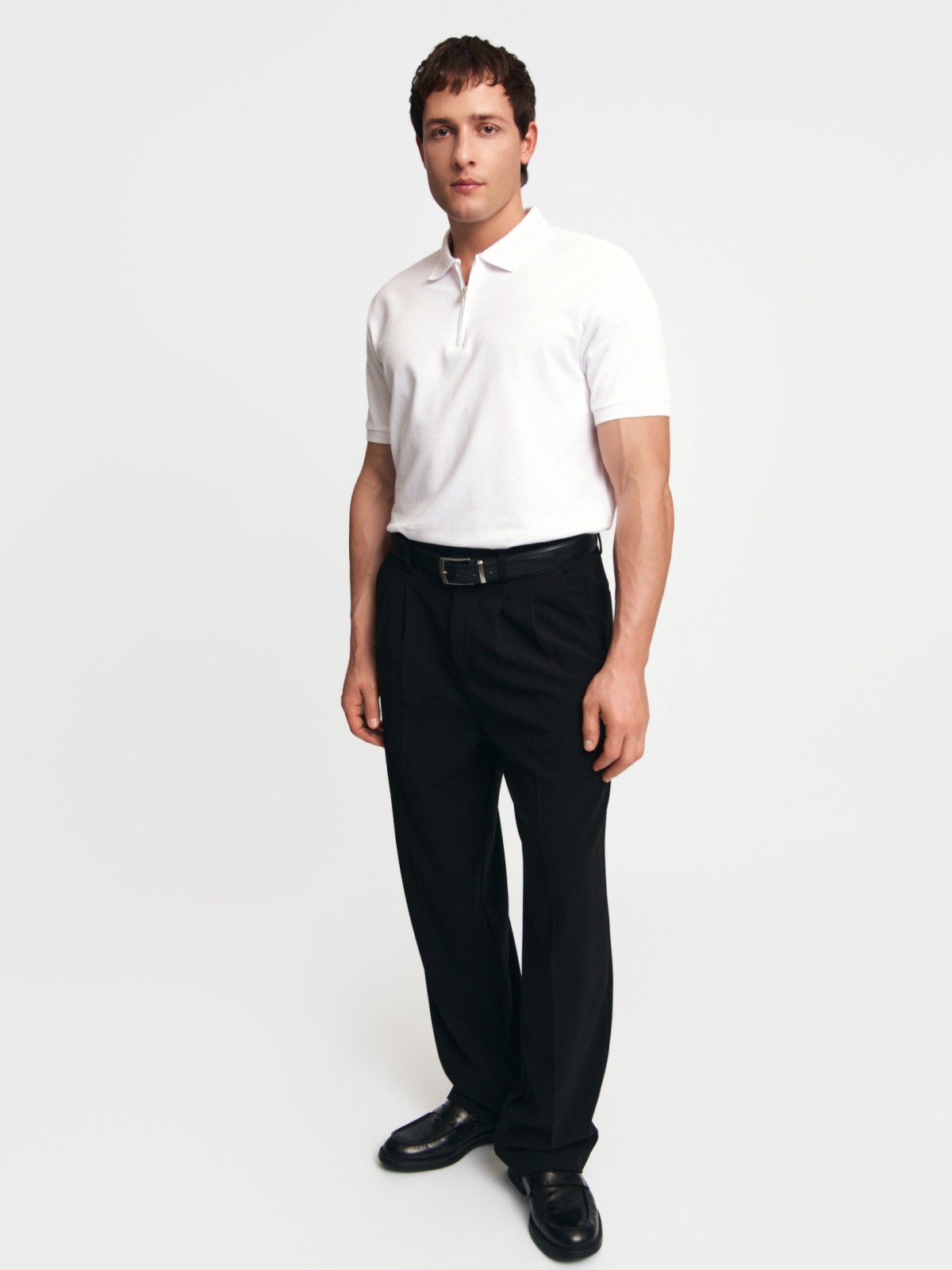 Футболка поло из хлопка на молнии