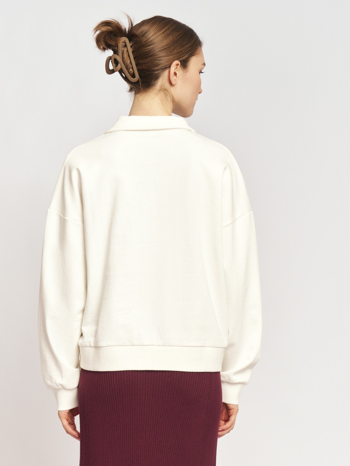 Свитшот из хлопка с отложным воротником