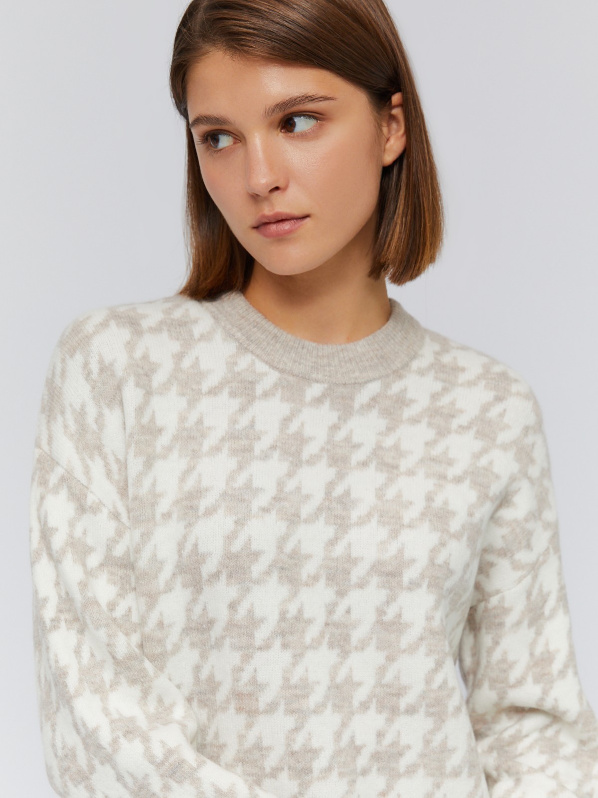 Вязаный джемпер расслабленного фасона с узором в клетку