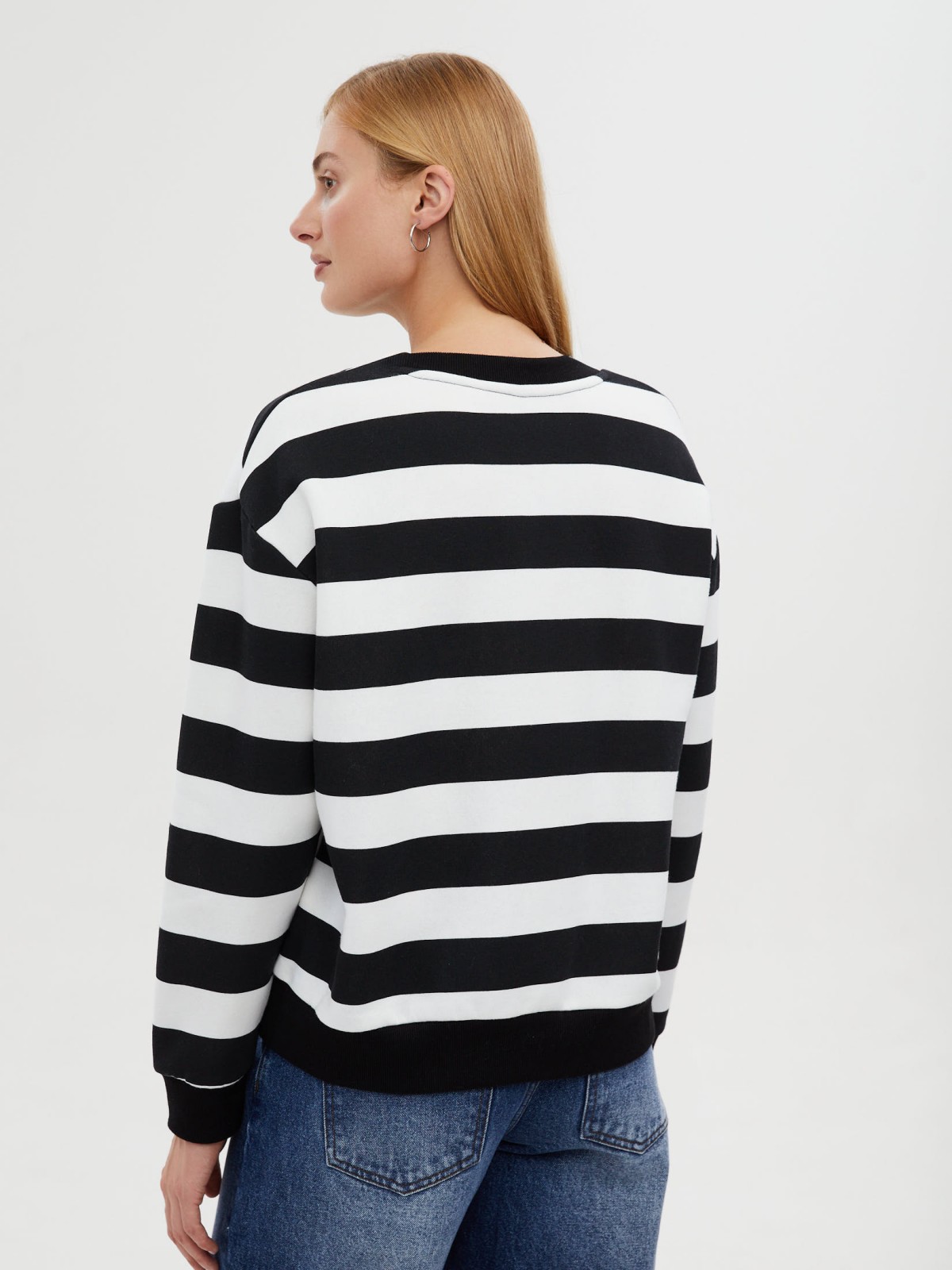 Утеплённый свитшот в полоску с начёсом