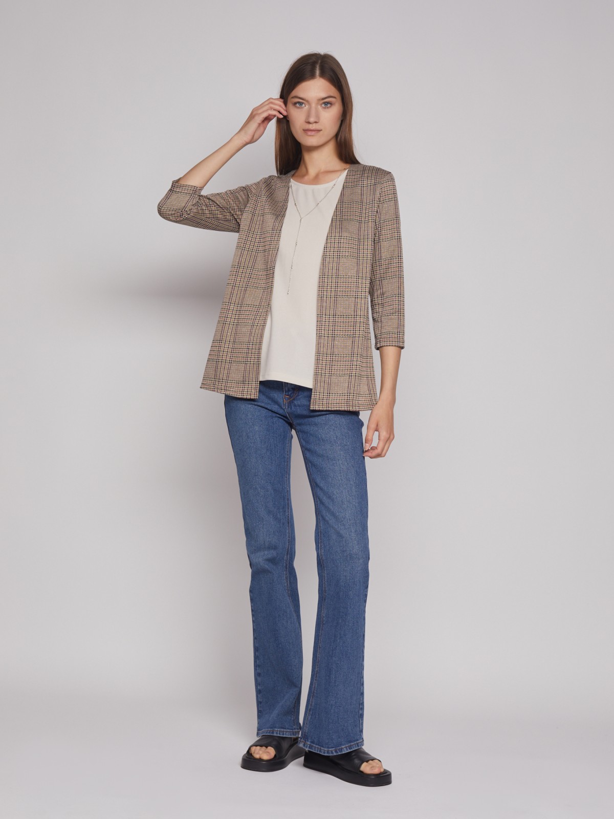 Комбинированный джемпер с имитацией кардигана