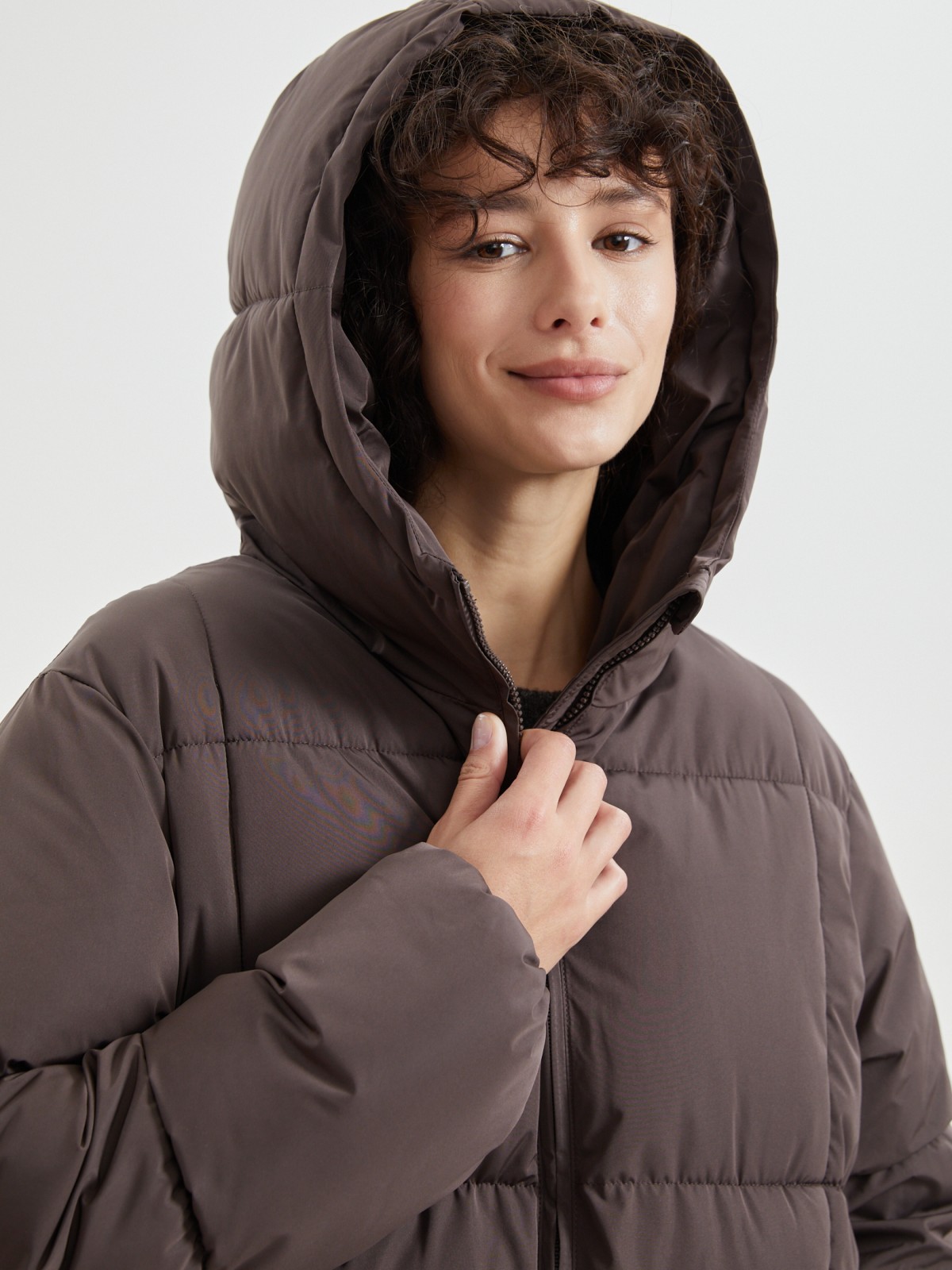 Тёплая куртка-пальто с капюшоном