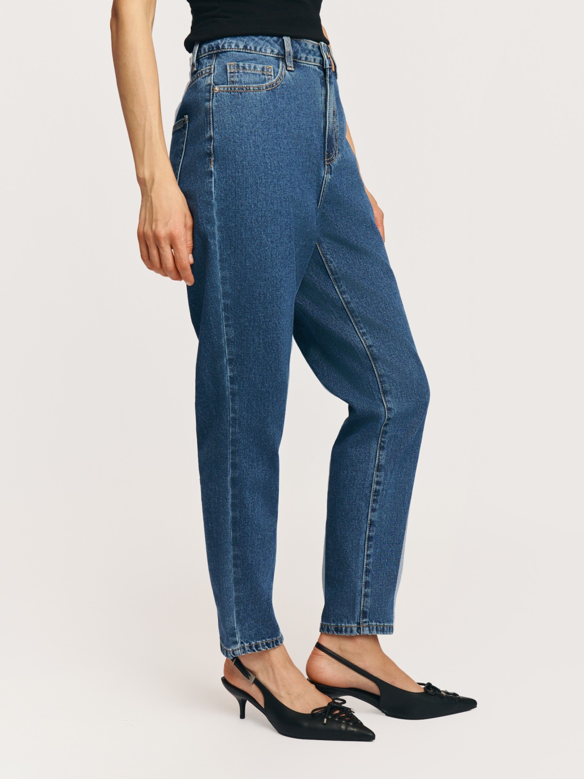 Джинсы силуэта Mom Fit из хлопка с высокой посадкой