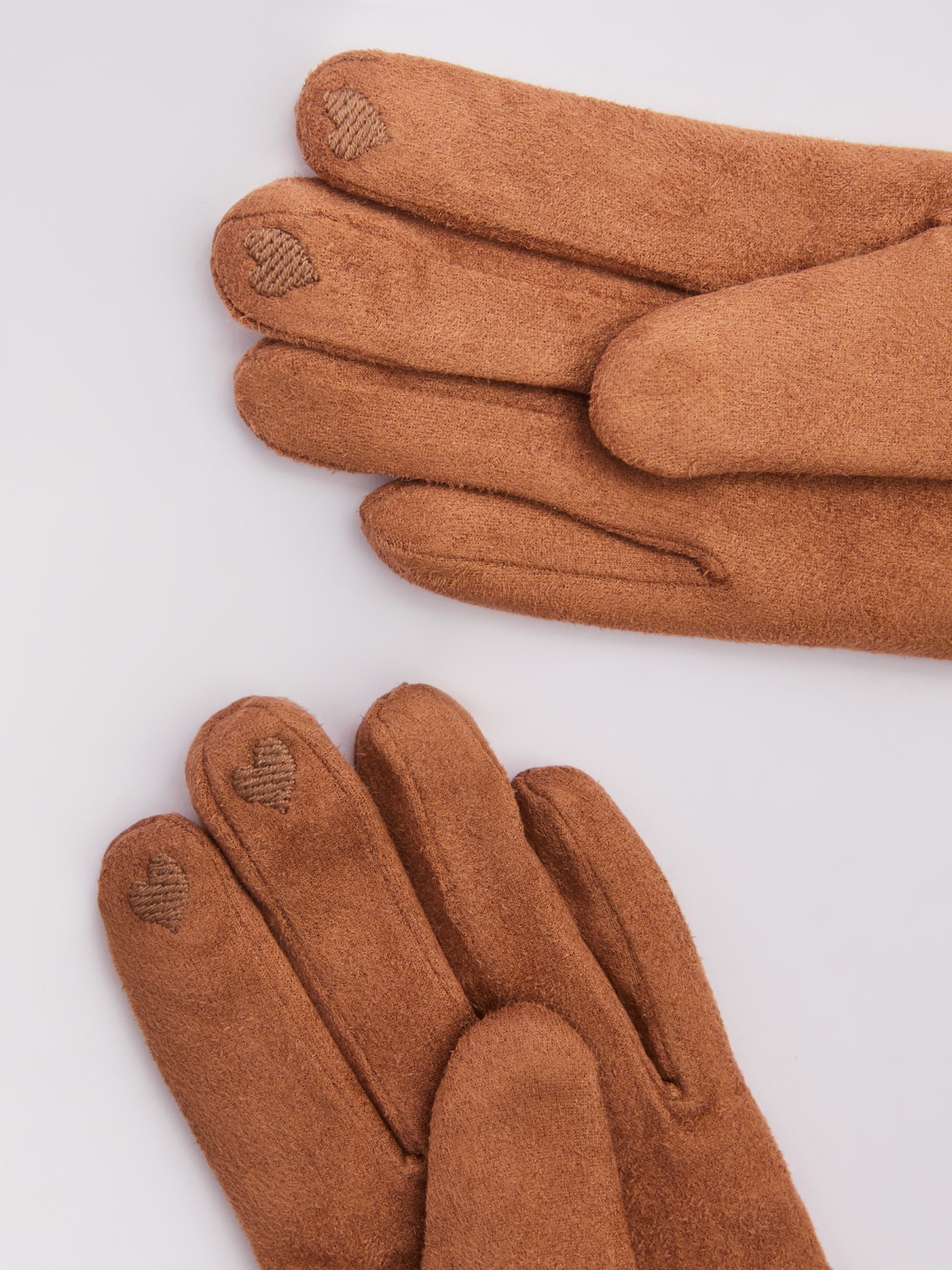 Тёплые замшевые перчатки с функцией Touch Screen zolla 023429659015, цвет бежевый, размер S - фото 3