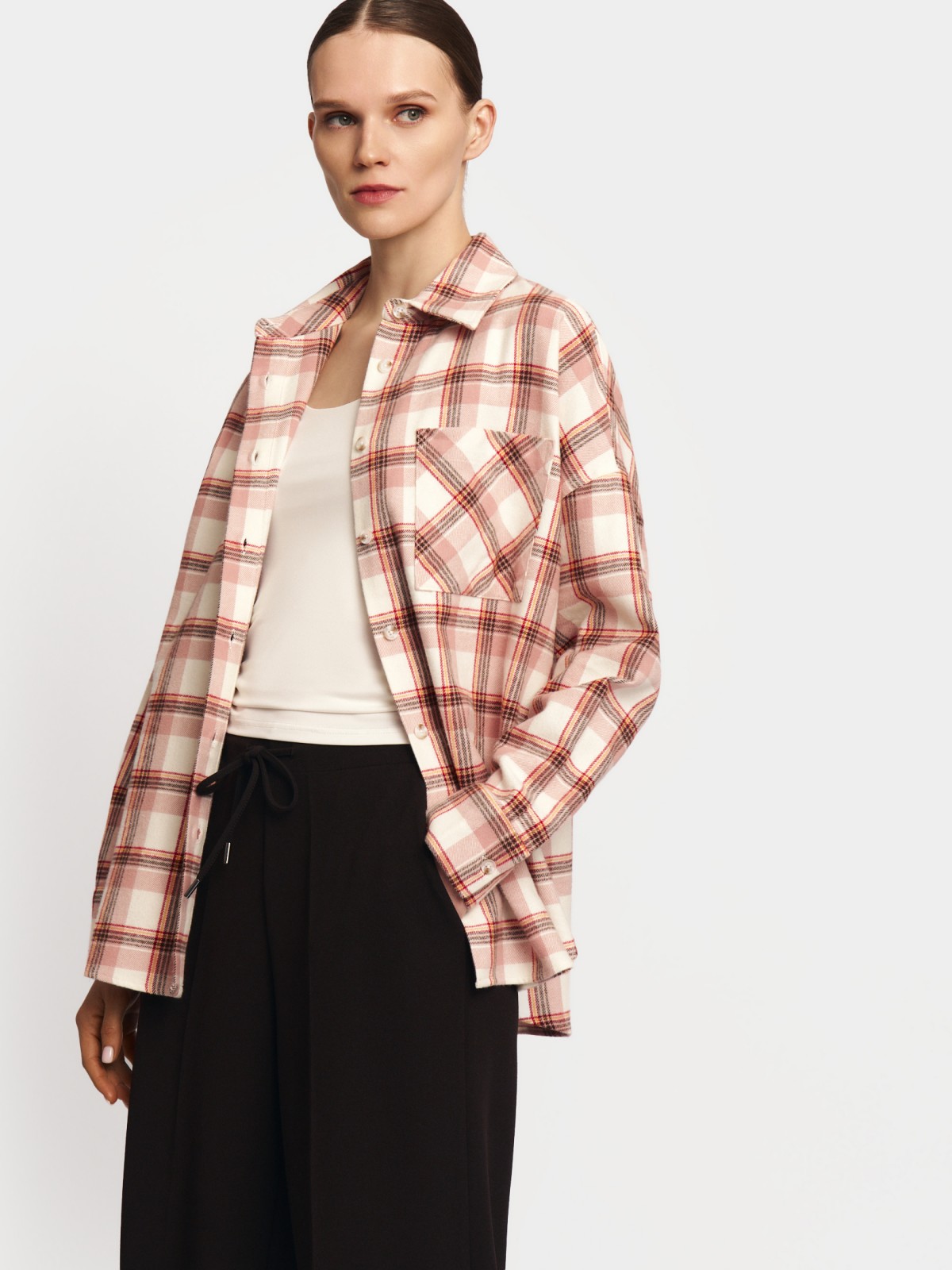 Верхняя рубашка оверсайз из фланели в клетку