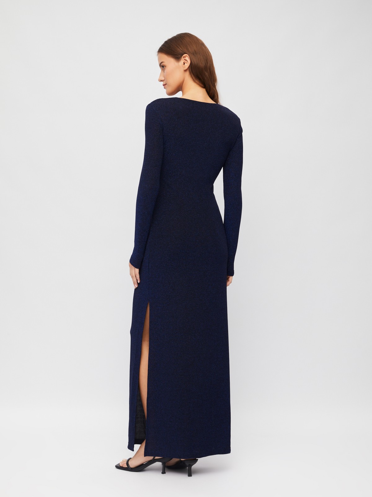 Прилегающее платье макси с акцентными вырезами и люрексом zolla 22345819Y051, цвет синий, размер XXS - фото 6