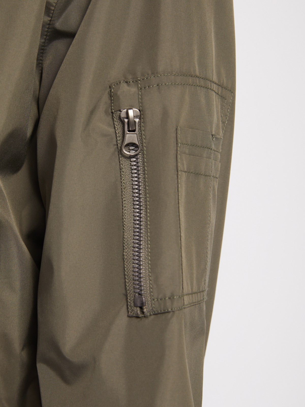 Куртка-бомбер на молнии без утеплителя zolla 01421564X034, цвет хаки, размер M - фото 4