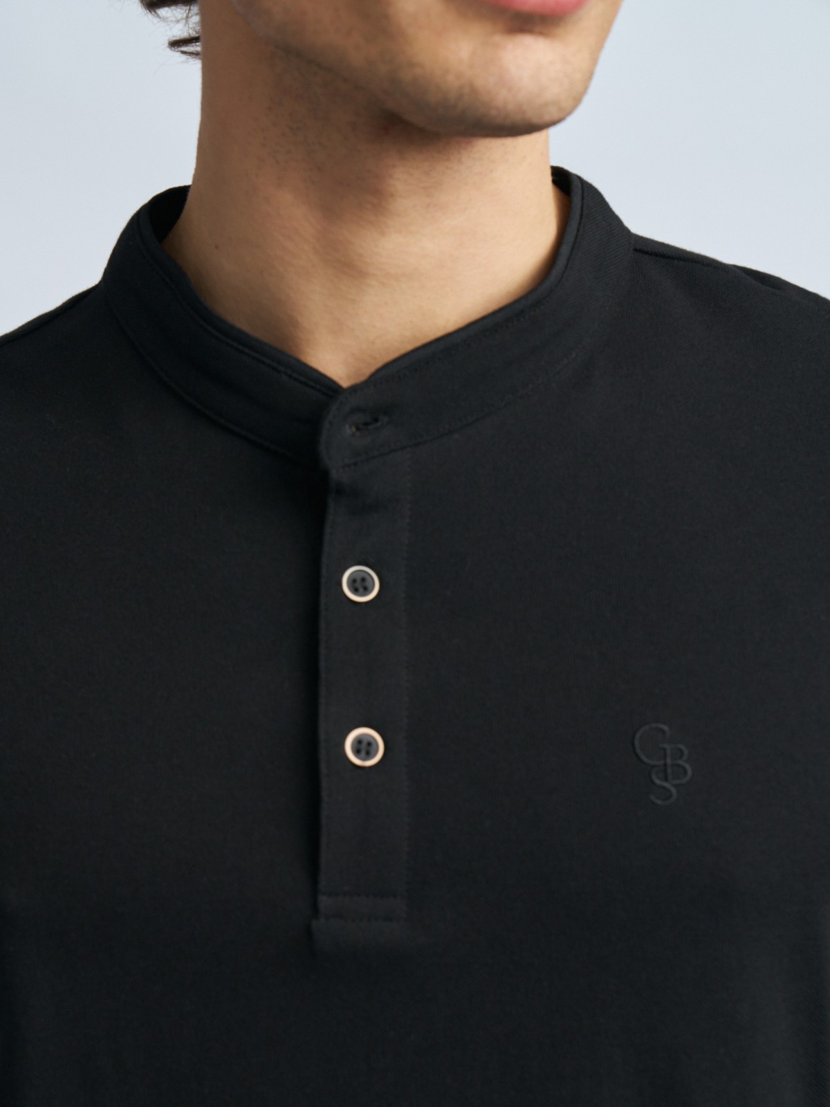 Лонгслив хенли из хлопка с длинным рукавом