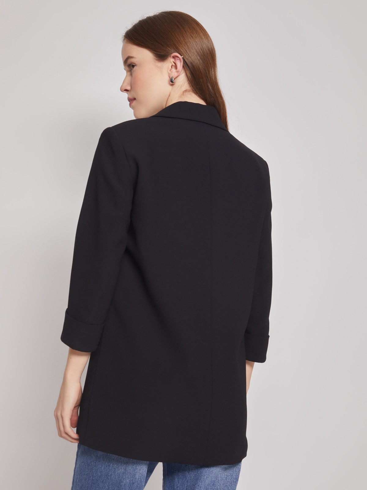 Однобортный пиджак на пуговице zolla 022115466103, цвет черный, размер XS - фото 5