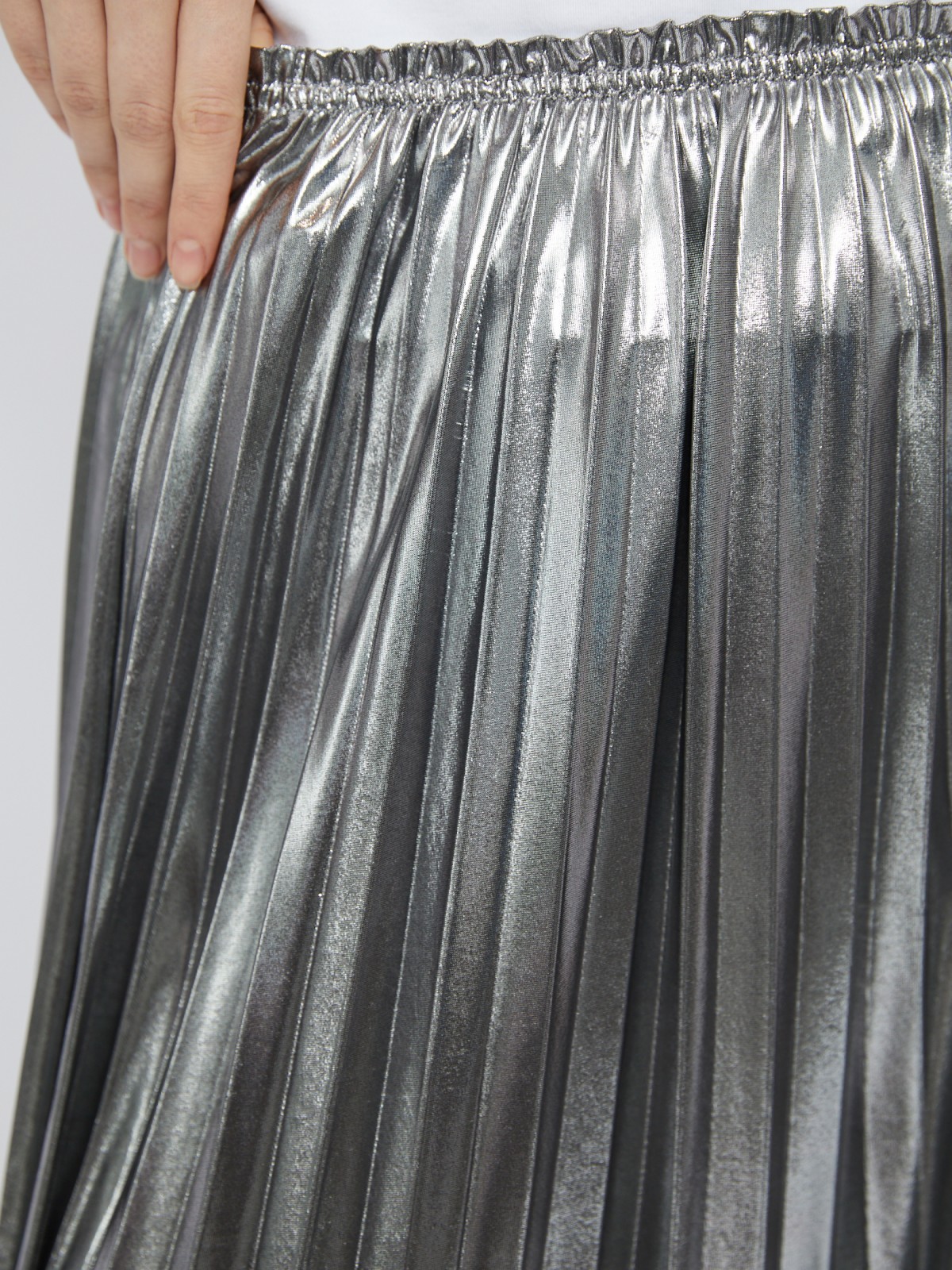 Юбка плиссе с серебряным блеском на резинке