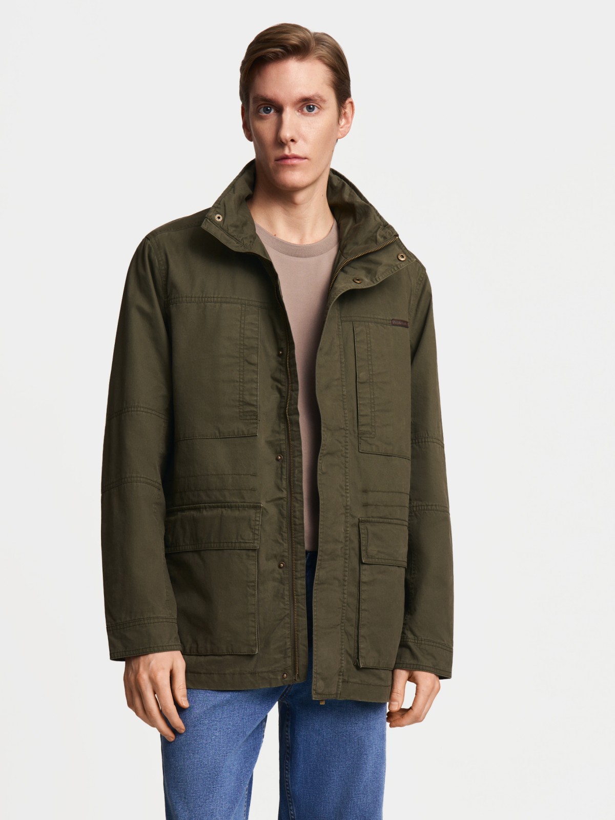 Куртка-ветровка из хлопка с воротником-стойкой