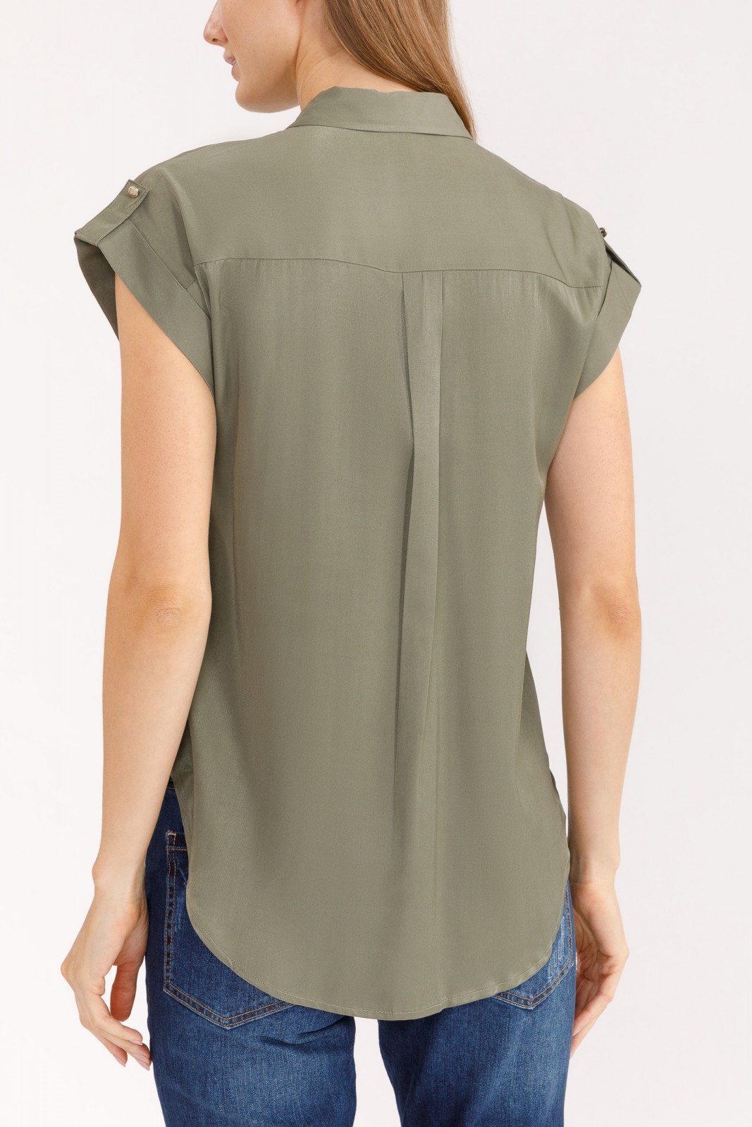 Блузка с короткими рукавами zolla 02022124Y372, цвет хаки, размер XS - фото 2