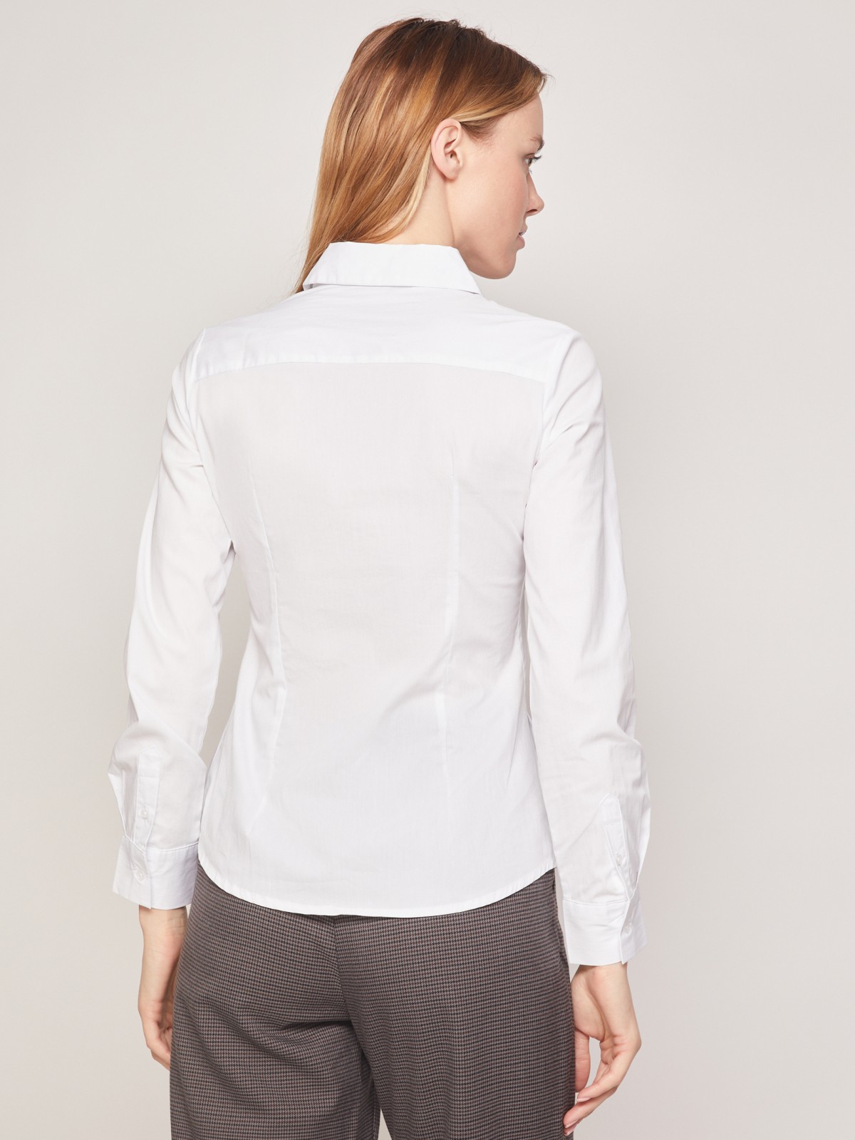 Белая рубашка полуприлегающего силуэта zolla 021321159092, цвет белый, размер XXS - фото 6