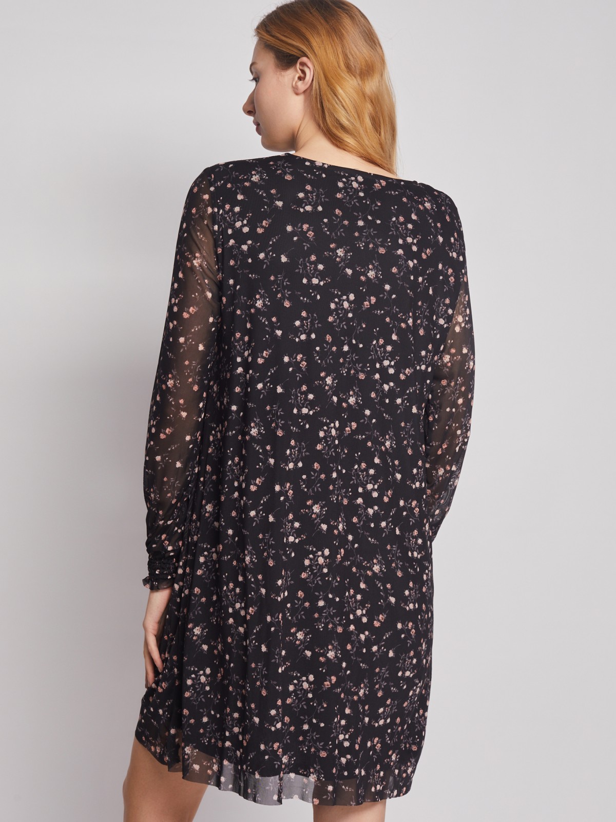 Платье мини с длинным рукавом zolla 023128159092, цвет черный, размер XS - фото 6
