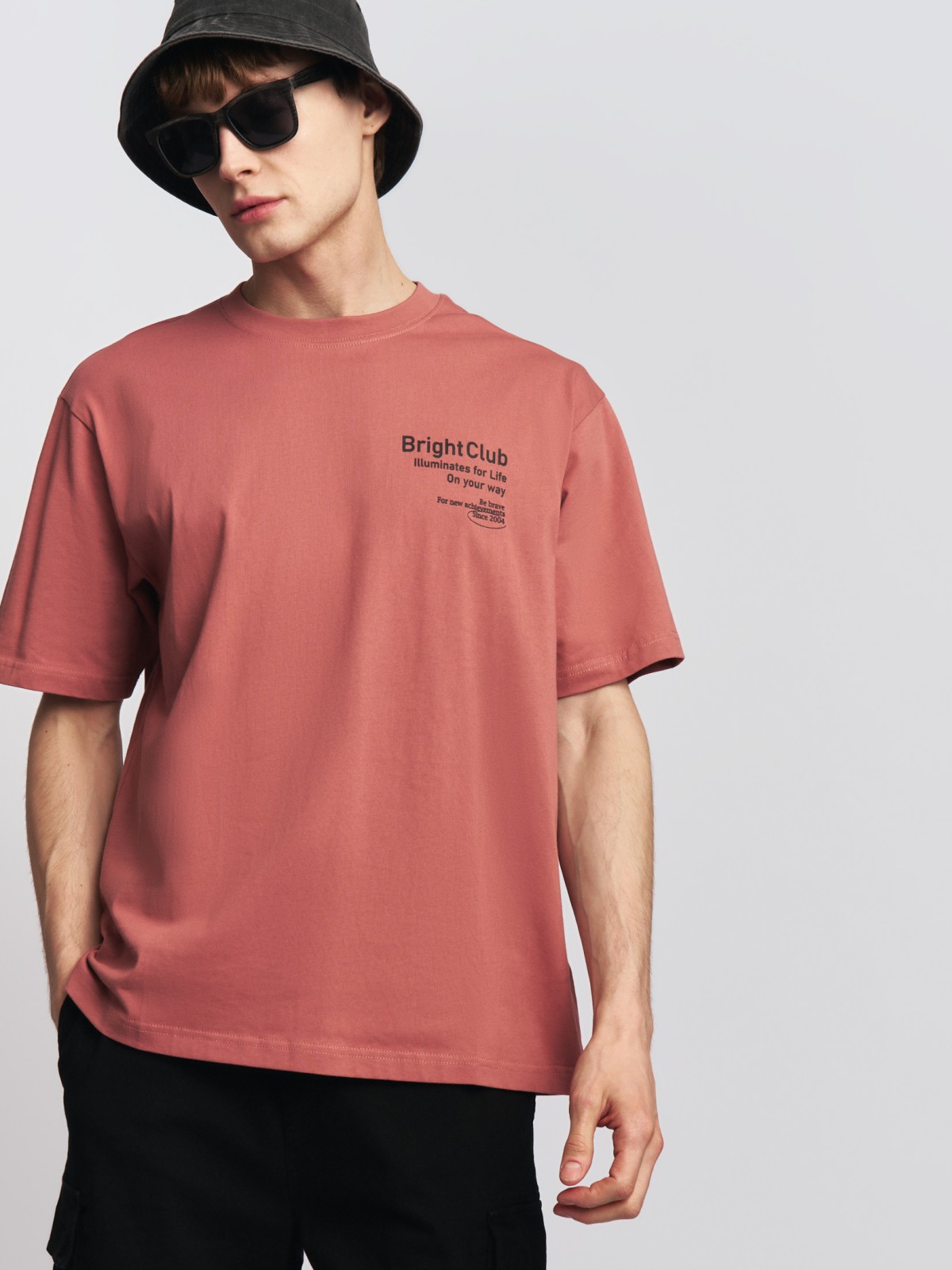 Футболка оверсайз из хлопка с принтом-надписью