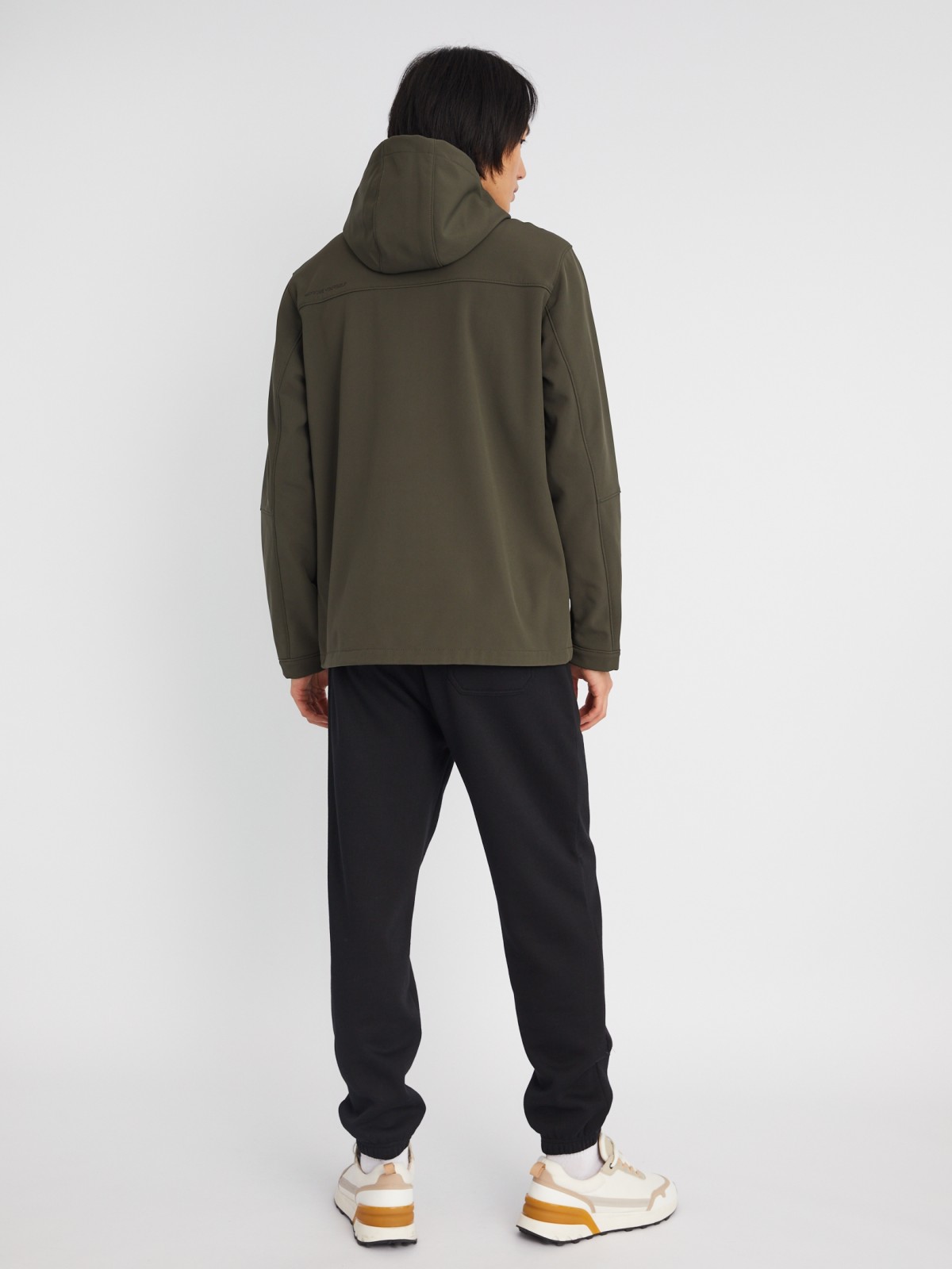 Лёгкая куртка-ветровка без утеплителя с капюшоном zolla 013325602014, цвет хаки, размер XXL - фото 6
