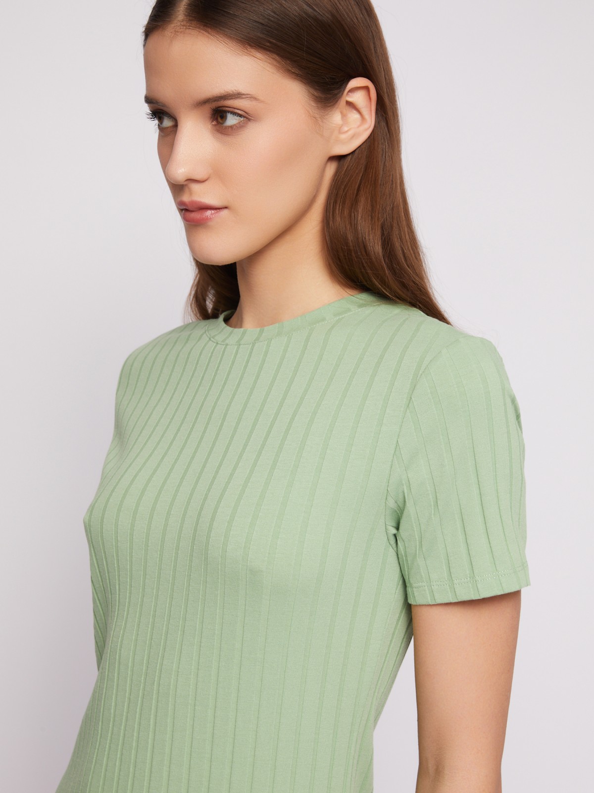 Платье-футболка миди с коротким рукавом zolla N24218139133, цвет светло-зеленый, размер XS - фото 3