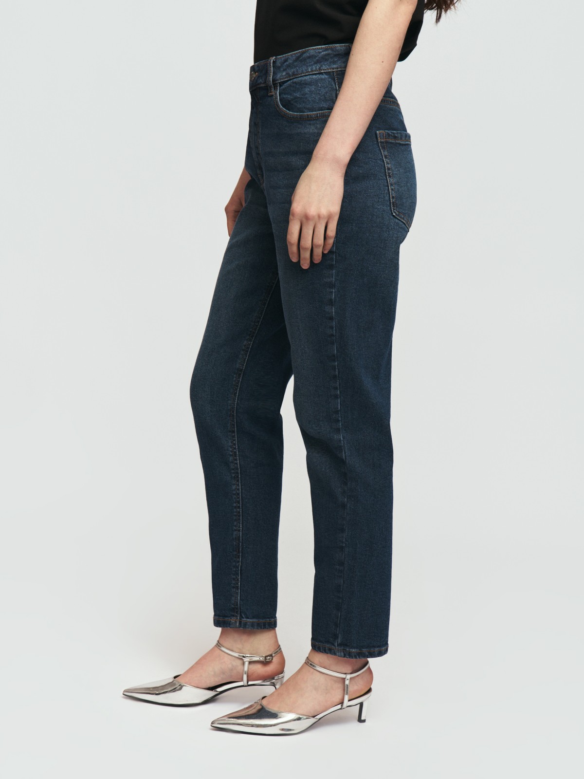 Джинсы силуэта Mom Comfort из хлопка с высокой посадкой