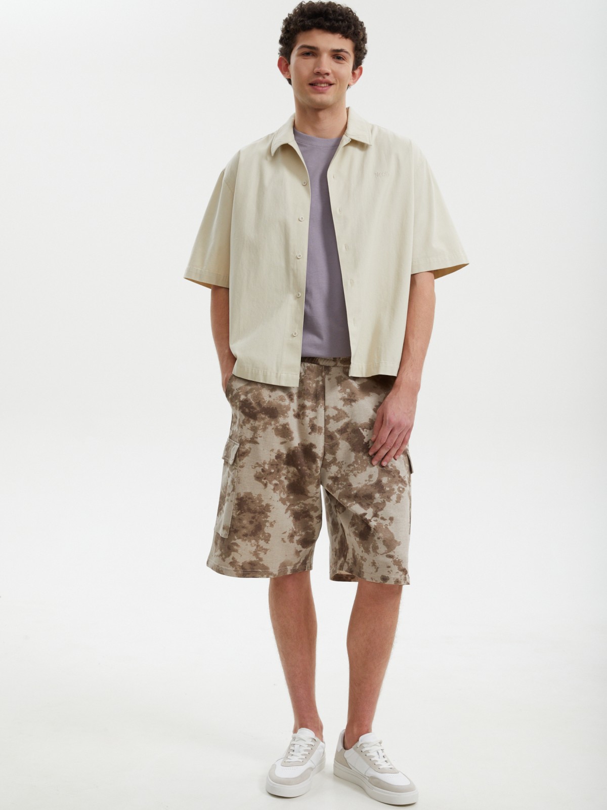 Трикотажные шорты карго на резинке из хлопка