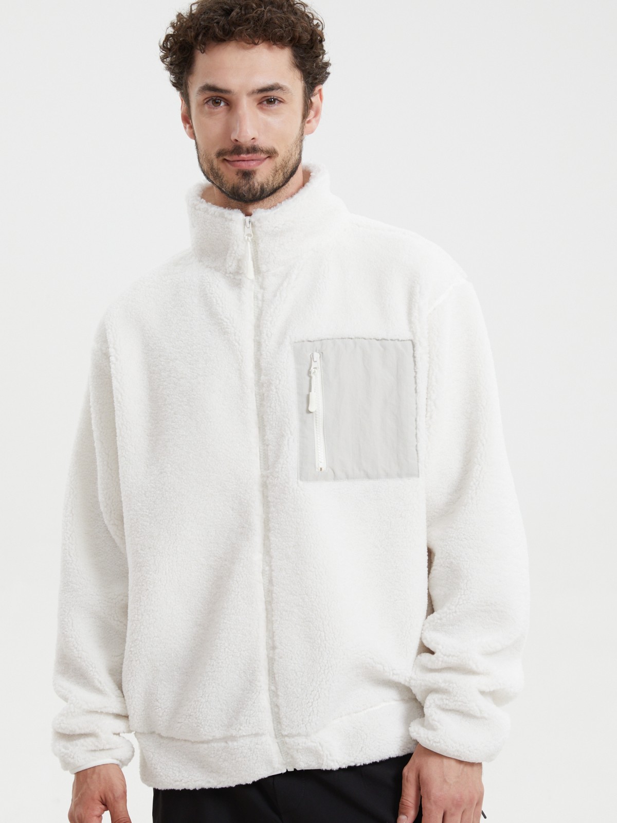 Толстовка из экомеха на молнии с воротником