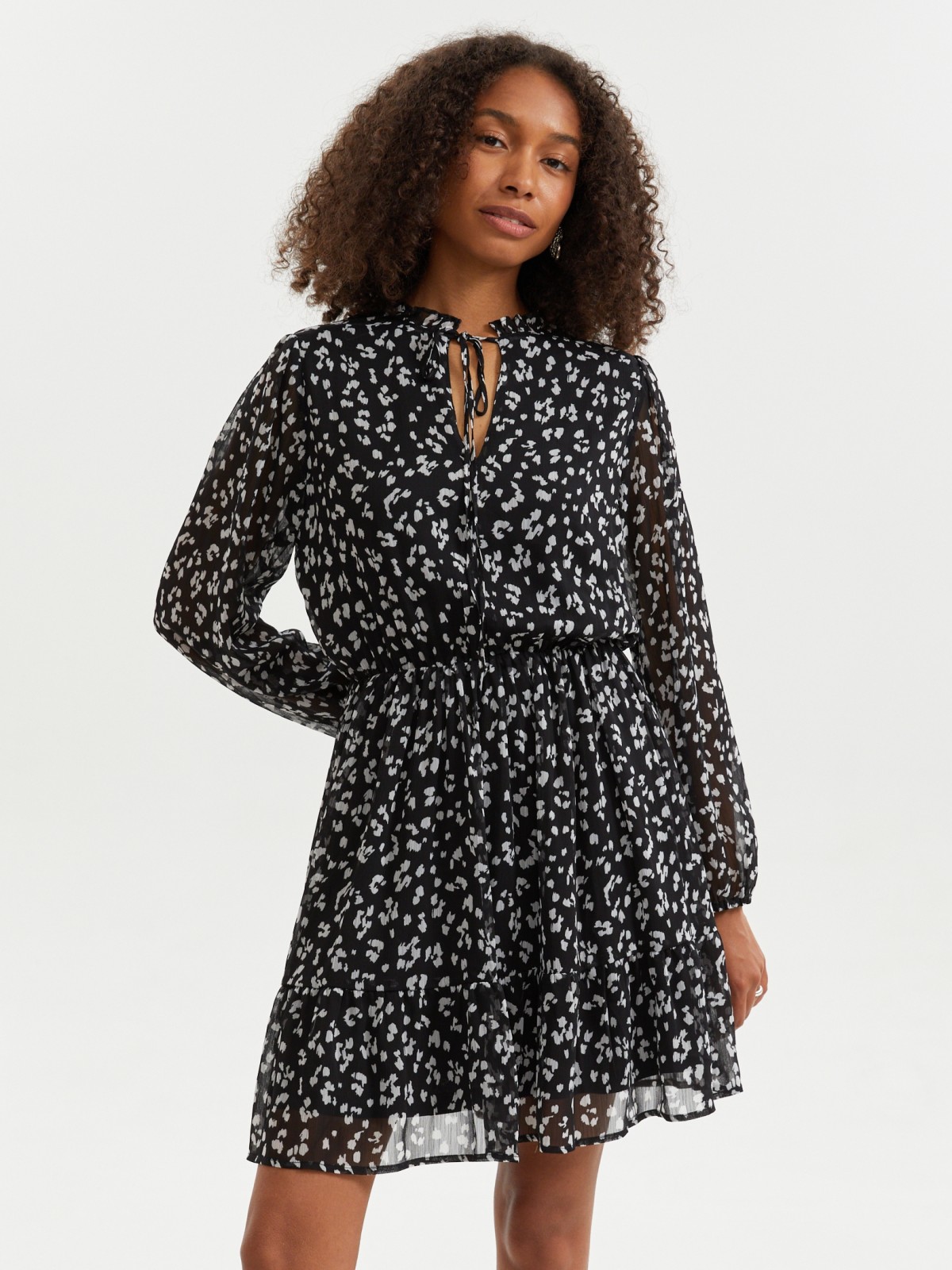 Шифоновое платье на резинке с принтом