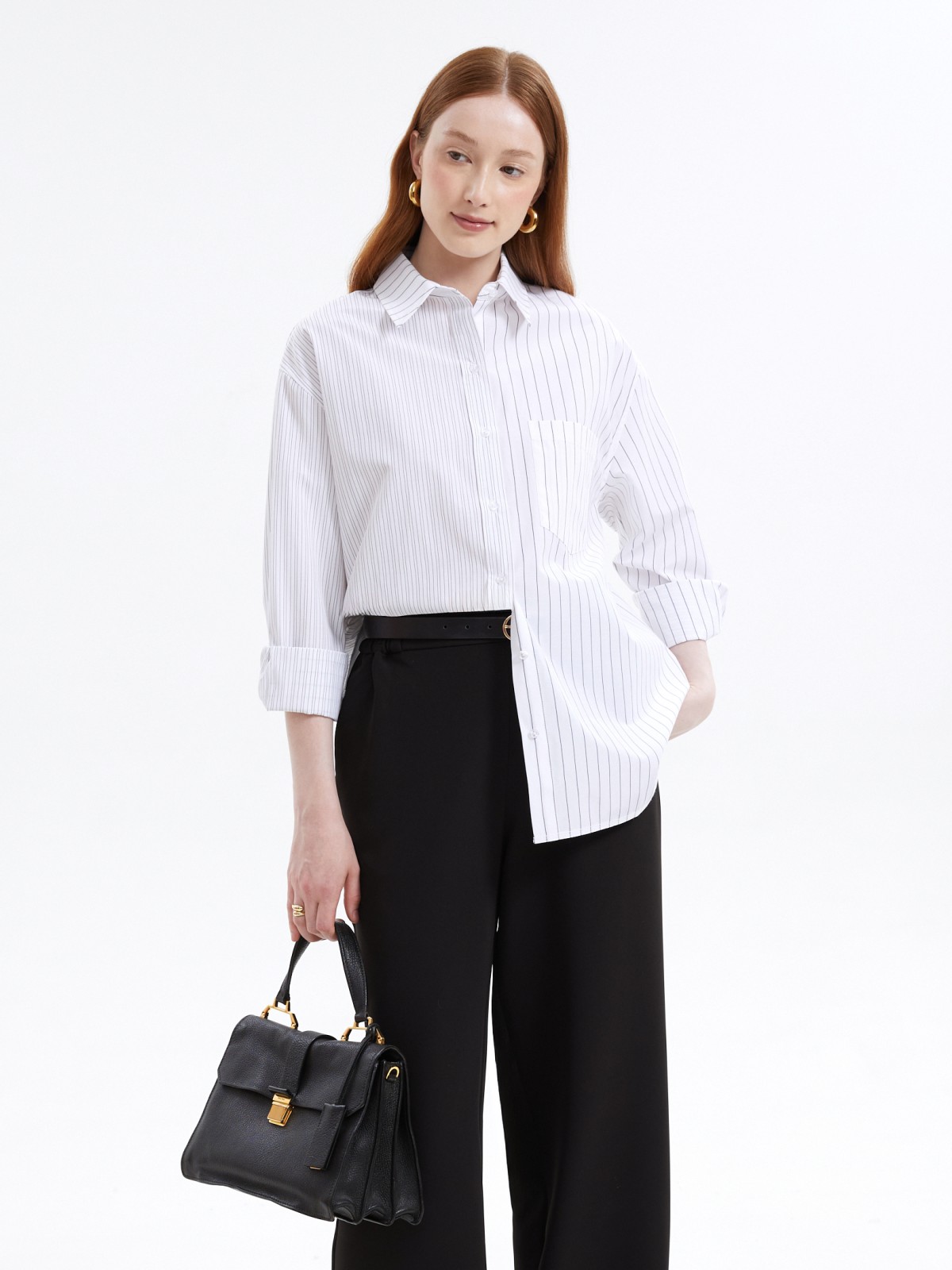 Асимметричная рубашка с узором в полоску