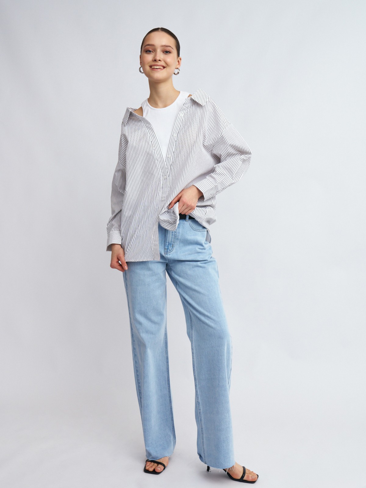 Комбинированная блузка-рубашка с вшитым топом