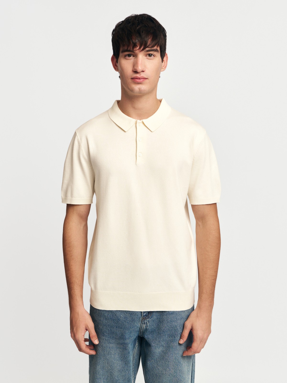 Трикотажный джемпер поло с коротким рукавом