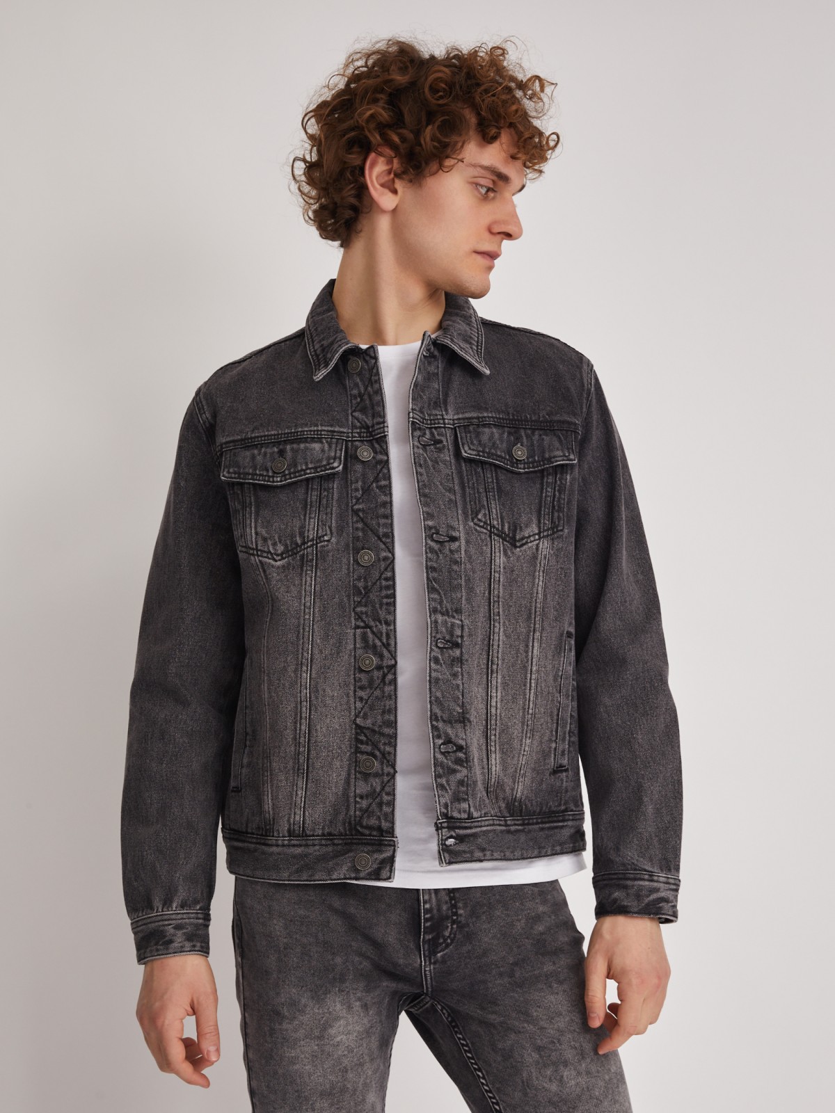 Джинсовая куртка-рубашка zolla 212325D4S022, цвет светло-серый, размер S
