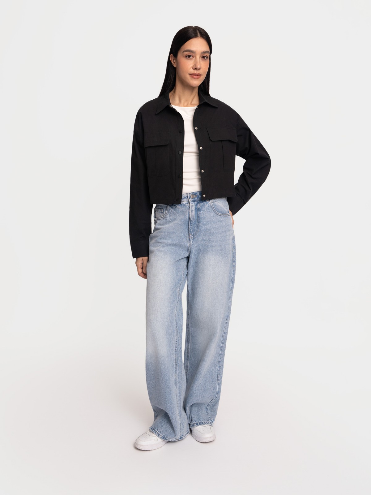 Блузка-рубашка из хлопка на кулиске