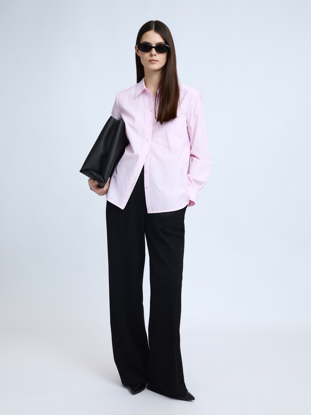 Брюки прямого фасона на резинке со стрелками